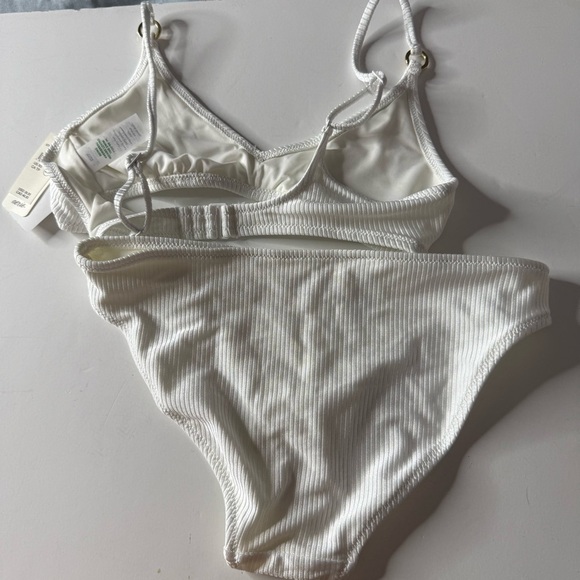 Aerie White Ribbed Bikini Set NWT - Picture 6 of 7